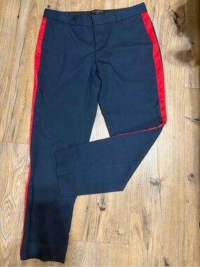 Banana Republic Avery Navy Pants with Red Side Stripe